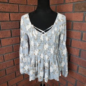 American Eagle Blue Floral Top, Women's XS